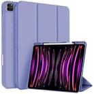 For iPad Pro 12.9 3-fold TPU Smart Leather Tablet Case with Pen Slot(Lavender Purple) - 1