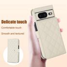 For Google Pixel 8 Crossbody Multifunction Rhombic Leather Phone Case(White) - 3