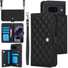 For Google Pixel 8 Crossbody Multifunction Rhombic Leather Phone Case(Black) - 1