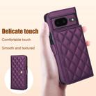 For Google Pixel 8a Crossbody Multifunction Rhombic Leather Phone Case(Dark Purple) - 3