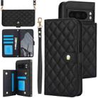 For Google Pixel 8 Pro Crossbody Multifunction Rhombic Leather Phone Case(Black) - 1