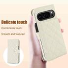 For Google Pixel 9 Crossbody Multifunction Rhombic Leather Phone Case(White) - 3