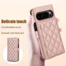 For Google Pixel 9 Crossbody Multifunction Rhombic Leather Phone Case(Rose Gold) - 3