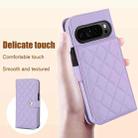 For Google Pixel 9 Crossbody Multifunction Rhombic Leather Phone Case(Purple) - 3