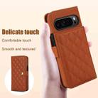 For Google Pixel 9 Crossbody Multifunction Rhombic Leather Phone Case(Brown) - 3
