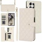 For Samsung Galaxy S24 Ultra 5G Crossbody Multifunction Rhombic Leather Phone Case(White) - 1