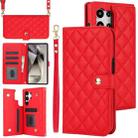 For Samsung Galaxy S24 Ultra 5G Crossbody Multifunction Rhombic Leather Phone Case(Red) - 1