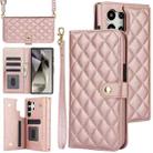 For Samsung Galaxy S24 Ultra 5G Crossbody Multifunction Rhombic Leather Phone Case(Rose Gold) - 1