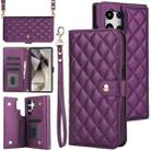 For Samsung Galaxy S24 Ultra 5G Crossbody Multifunction Rhombic Leather Phone Case(Dark Purple) - 1