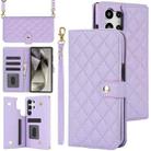 For Samsung Galaxy S24 Ultra 5G Crossbody Multifunction Rhombic Leather Phone Case(Purple) - 1