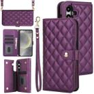 For Samsung Galaxy S24+ 5G Crossbody Multifunction Rhombic Leather Phone Case(Dark Purple) - 1