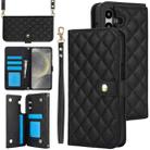 For Samsung Galaxy S23 FE 5G Crossbody Multifunction Rhombic Leather Phone Case(Black) - 1