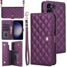 For Samsung Galaxy S23+ 5G Crossbody Multifunction Rhombic Leather Phone Case(Dark Purple) - 1
