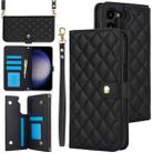 For Samsung Galaxy S23 5G Crossbody Multifunction Rhombic Leather Phone Case(Black) - 1