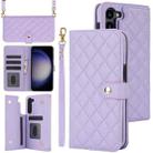 For Samsung Galaxy S23 5G Crossbody Multifunction Rhombic Leather Phone Case(Purple) - 1