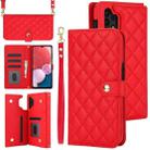 For Samsung Galaxy A13 4G/5G Crossbody Multifunction Rhombic Leather Phone Case(Red) - 1