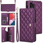 For Samsung Galaxy A13 4G/5G Crossbody Multifunction Rhombic Leather Phone Case(Dark Purple) - 1