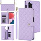 For Samsung Galaxy A13 4G/5G Crossbody Multifunction Rhombic Leather Phone Case(Purple) - 1