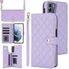 For Samsung Galaxy S22+ 5G Crossbody Multifunction Rhombic Leather Phone Case(Purple) - 1
