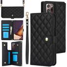 For Samsung Galaxy Note20 Ultra Crossbody Multifunction Rhombic Leather Phone Case(Black) - 1