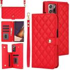 For Samsung Galaxy Note20 Ultra Crossbody Multifunction Rhombic Leather Phone Case(Red) - 1