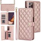 For Samsung Galaxy Note20 Ultra Crossbody Multifunction Rhombic Leather Phone Case(Rose Gold) - 1