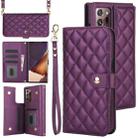 For Samsung Galaxy Note20 Ultra Crossbody Multifunction Rhombic Leather Phone Case(Dark Purple) - 1