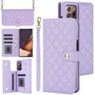 For Samsung Galaxy Note20 Ultra Crossbody Multifunction Rhombic Leather Phone Case(Purple) - 1