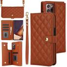 For Samsung Galaxy Note20 Ultra Crossbody Multifunction Rhombic Leather Phone Case(Brown) - 1