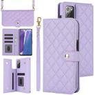 For Samsung Galaxy Note20 Crossbody Multifunction Rhombic Leather Phone Case(Purple) - 1