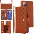 For Samsung Galaxy Note20 Crossbody Multifunction Rhombic Leather Phone Case(Brown) - 1