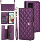 For Samsung Galaxy A71 4G Crossbody Multifunction Rhombic Leather Phone Case(Dark Purple) - 1