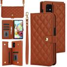 For Samsung Galaxy A71 4G Crossbody Multifunction Rhombic Leather Phone Case(Brown) - 1