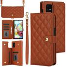 For Samsung Galaxy A51 4G Crossbody Multifunction Rhombic Leather Phone Case(Brown) - 1