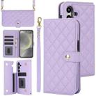 For Samsung Galaxy A55 5G Crossbody Multifunction Rhombic Leather Phone Case(Purple) - 1