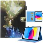 For iPad Pro 11 2024 Colored Drawing Leather Smart Tablet Case(Gold Butterflies) - 1