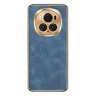 For Honor Magic6 Pro Electroplating Lambskin Leather Phone Case(Blue) - 1