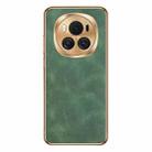 For Honor Magic6 Electroplating Lambskin Leather Phone Case(Green) - 1