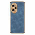 For Honor 100 Pro Electroplating Lambskin Leather Phone Case(Blue) - 1