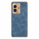 For Honor 100 Electroplating Lambskin Leather Phone Case(Blue) - 1