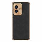 For Honor 100 Electroplating Lambskin Leather Phone Case(Black) - 1