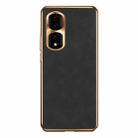 For Honor 90 Pro Electroplating Lambskin Leather Phone Case(Black) - 1