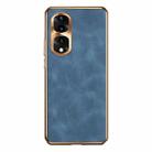 For Honor 80 Pro Electroplating Lambskin Leather Phone Case(Blue) - 1