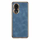 For Honor 80 Electroplating Lambskin Leather Phone Case(Blue) - 1