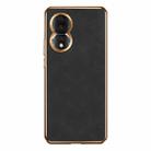 For Honor 80 Electroplating Lambskin Leather Phone Case(Black) - 1