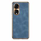 For Honor 70 Pro Electroplating Lambskin Leather Phone Case(Blue) - 1