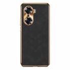 For Honor 60 Pro Electroplating Lambskin Leather Phone Case(Black) - 1