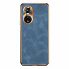 For Honor 50 Pro Electroplating Lambskin Leather Phone Case(Blue) - 1