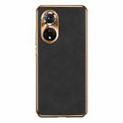 For Honor 50 Pro Electroplating Lambskin Leather Phone Case(Black) - 1