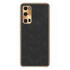 For Honor 30 Pro Electroplating Lambskin Leather Phone Case(Black) - 1